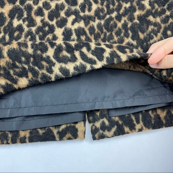 Talbots Wool Blend Black Brown Leopard Animal Pencil Straight Skirt Women 12 - Picture 3 of 4